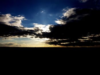 Scenic view of silhouette landscape against sky during sunset