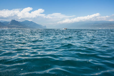 Scenic view of sea against sky at lake garda italy