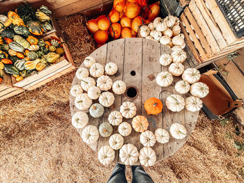 High angle view of vegetables for sale in market