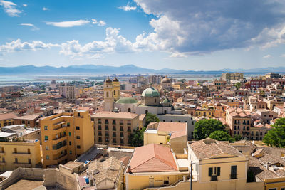 High angle view of townscape against sky