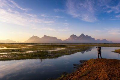 Scenic view of lake against sky