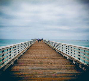 Surface level of pier against calm sea