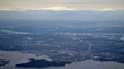 Aerial view of cityscape against sky