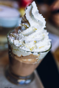 Close-up of ice cream in glass