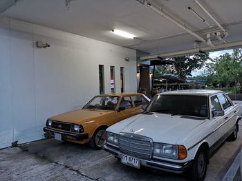 View of cars in parking lot