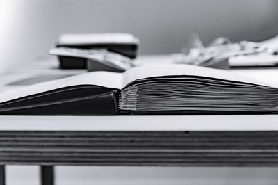 Close-up of books on table