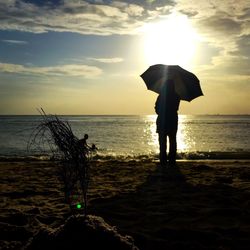 Silhouette of people standing on beach