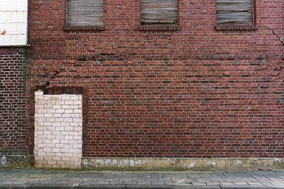 Brick wall by building