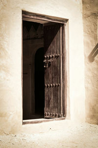Closed door of old building