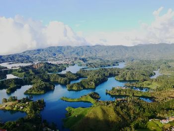 Scenic view of lake against sky