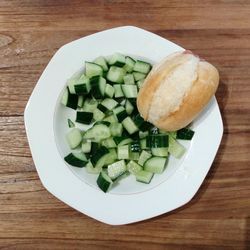 Directly above shot of vegetables in plate on table