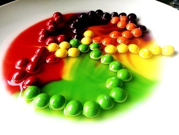 High angle view of multi colored candies