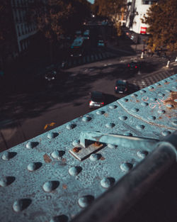 High angle view of cars on street
