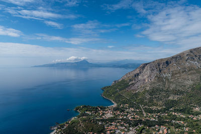 Scenic view of sea against cloudy sky