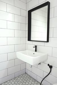 White wall in bathroom