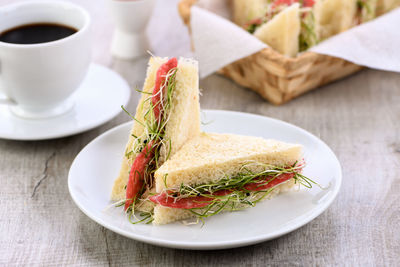 Close-up of food in plate on table