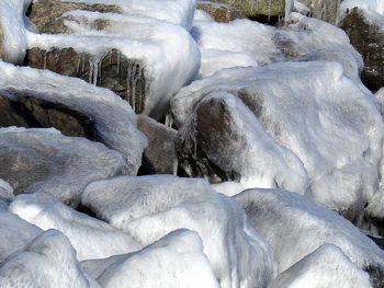 Frozen water in winter