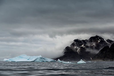 Scenic view of sea against sky during winter