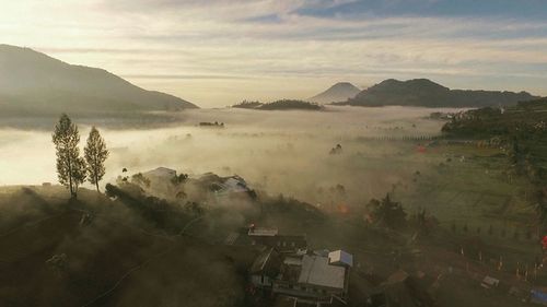 High angle view of landscape against sky