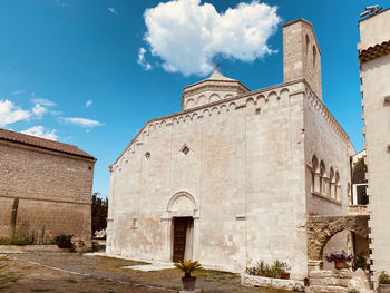 Low angle view of old building against sky