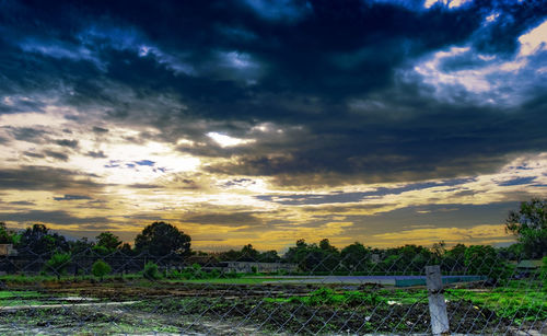 Scenic view of field against sky during sunset