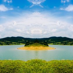 Scenic view of lake against sky