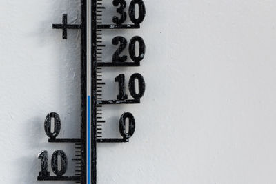 Close-up of thermometer on wall