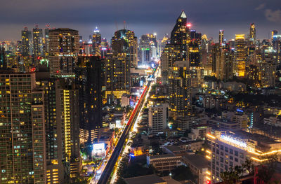 The cityscape of bangkok thailand in the night