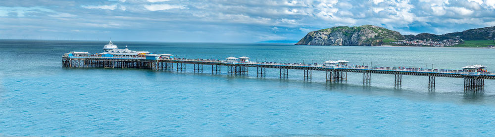 Scenic view of swimming pool by sea against sky