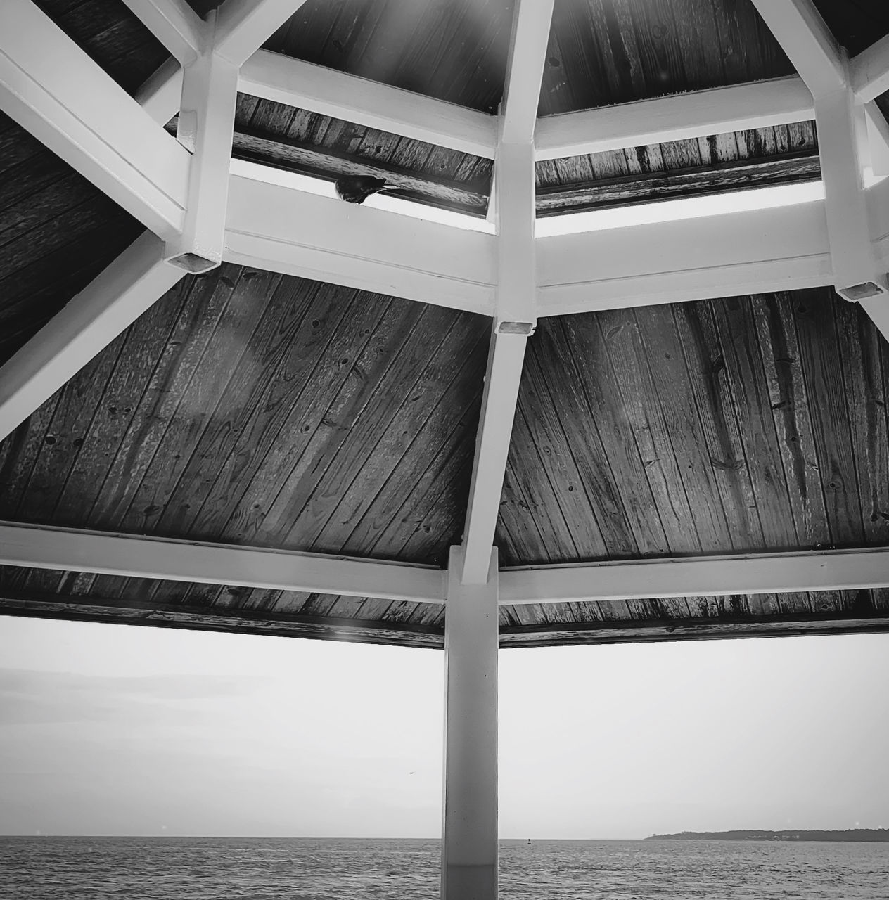 LOW ANGLE VIEW OF RAILING AGAINST SEA