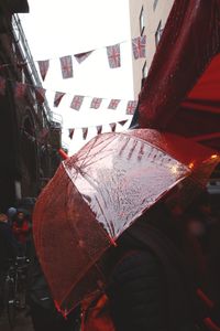 Close-up of flags against blurred background