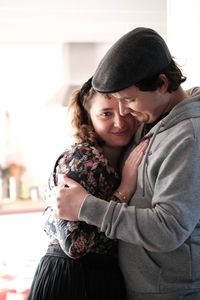 Young couple wearing hat