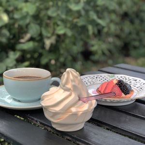 Close-up of dessert on table