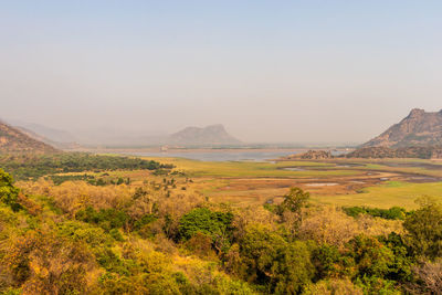 Scenic view of landscape against clear sky