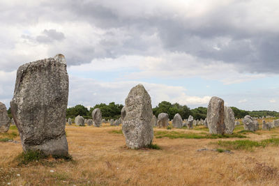 View of cemetery against cloudy sky