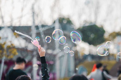 Close-up of bubbles against blurred background