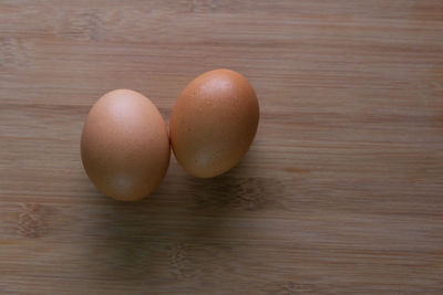 High angle view of eggs on table