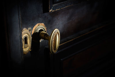 Close-up of broken door knob