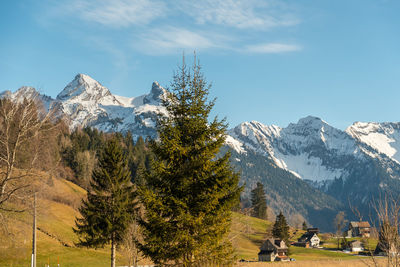 Einsiedeln area, canton schwyz, switzerland, february 20, 2023 fascinating alpine panorama view