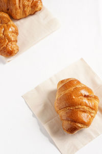 High angle view of breakfast on table