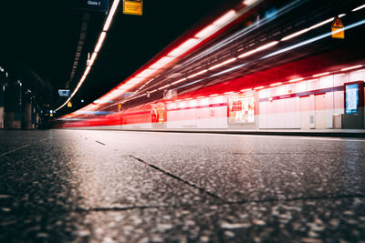 View of railroad tracks at night