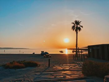 Scenic view of beach during sunset