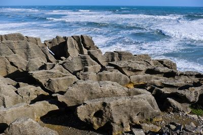 Scenic view of rocky beach