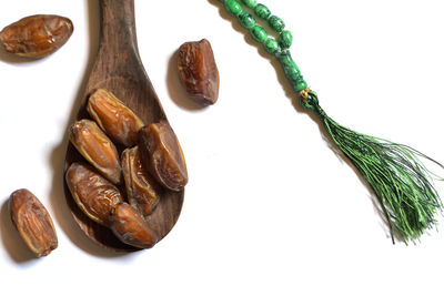 High angle view of food against white background