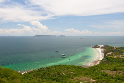 High angle view of beach against sky