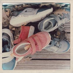 High angle view of shoes on table