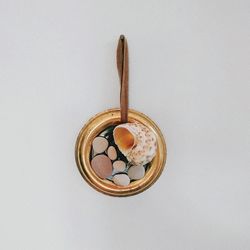 High angle view of bread on white background