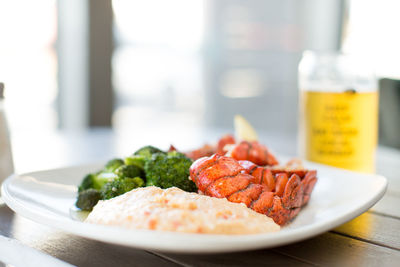 Close-up of food in plate on table