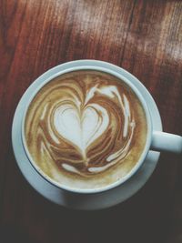 Close-up of cappuccino on table