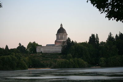 View of buildings against clear sky